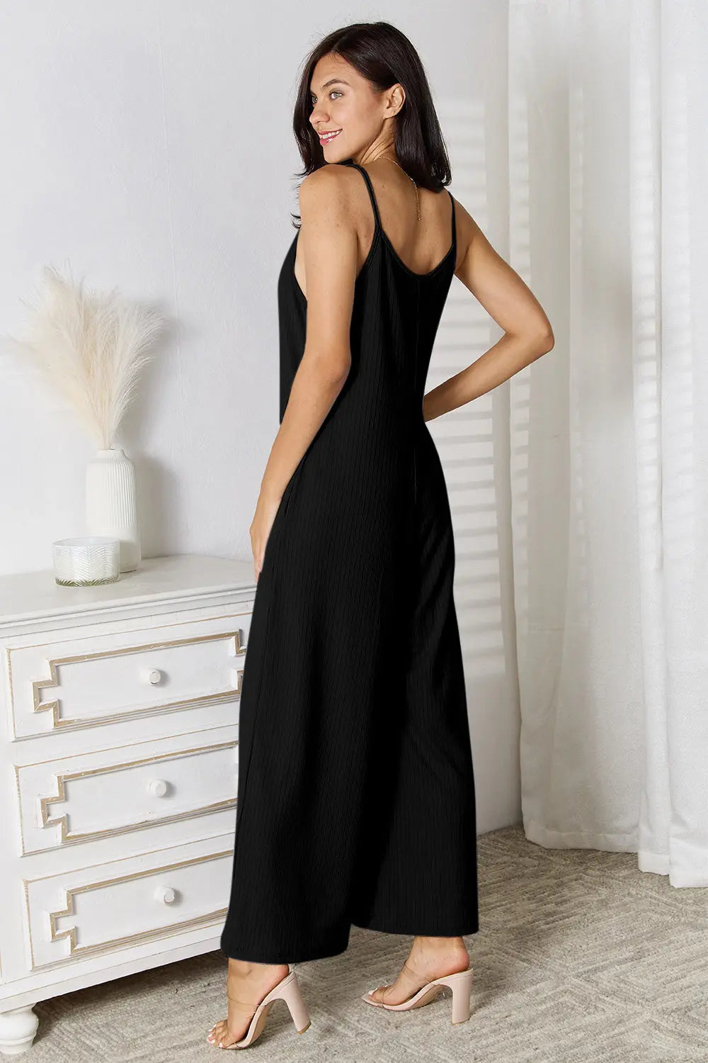 Basic Bae V-Neck Spaghetti Strap Jumpsuit - Whispering Desires Shoppe