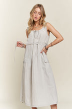ADORA Drawstring Slit Back Cargo Dress - Whispering Desires Shoppe
