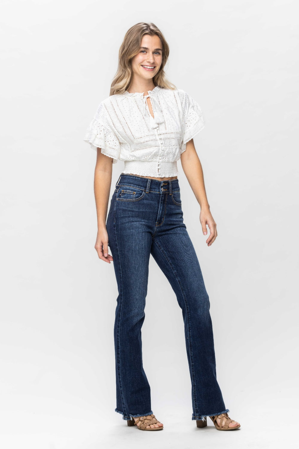 Judy Blue Frayed Hem Bootcut Jeans - Whispering Desires Shoppe