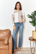 Double Take Colorblock Ribbed Exposed-Seam Top - Whispering Desires Shoppe