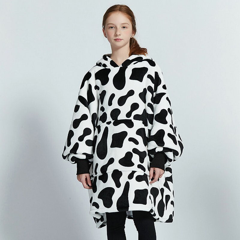 Kids Unisex Winter Warm Double Layers Sherpa Fleece TV Pocket Hoodies Blanket Hoodie Snuggle with Sleeves eprolo