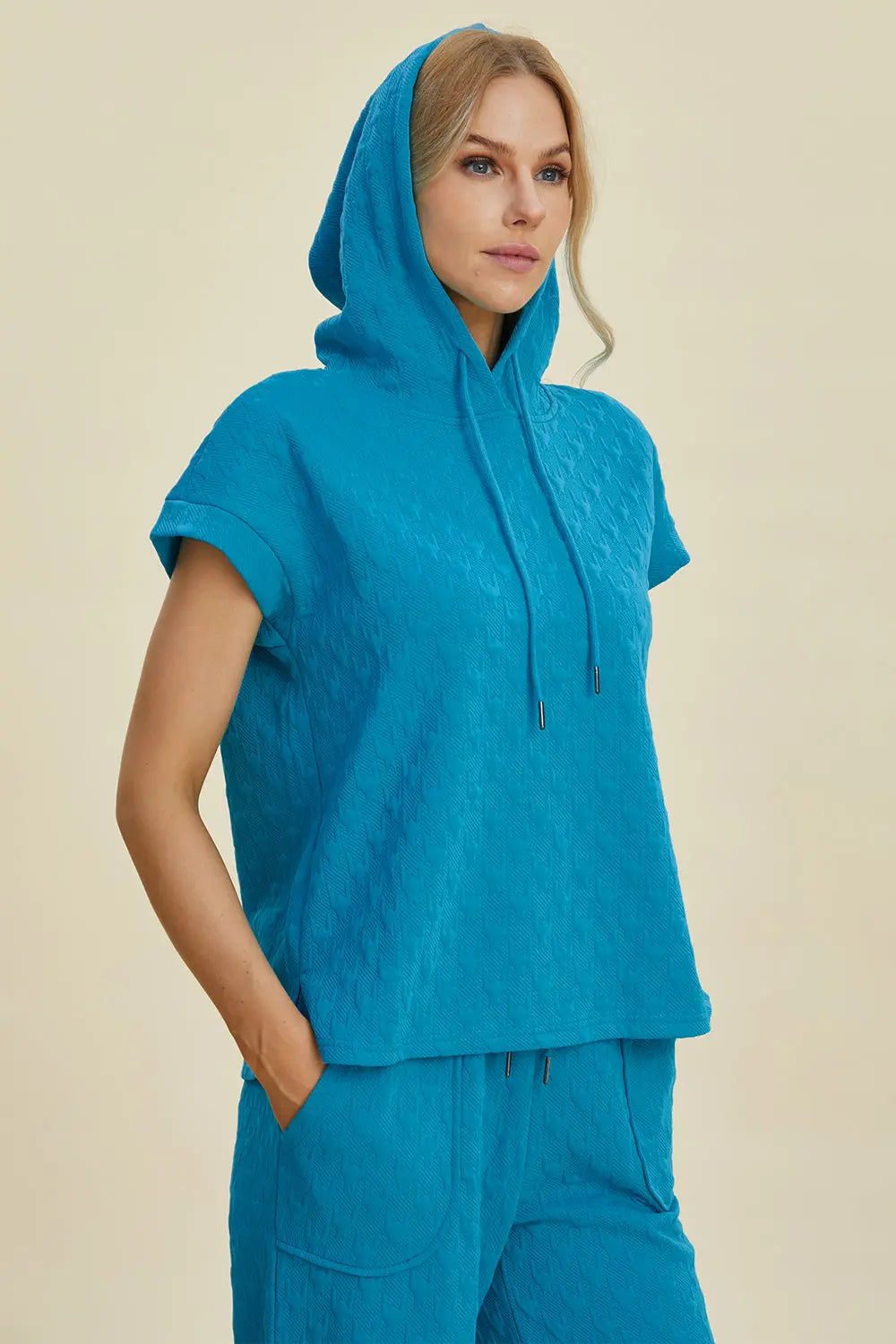 Double Take Textured Drawstring Hoodie & Pocketed Pants - Whispering Desires Shoppe