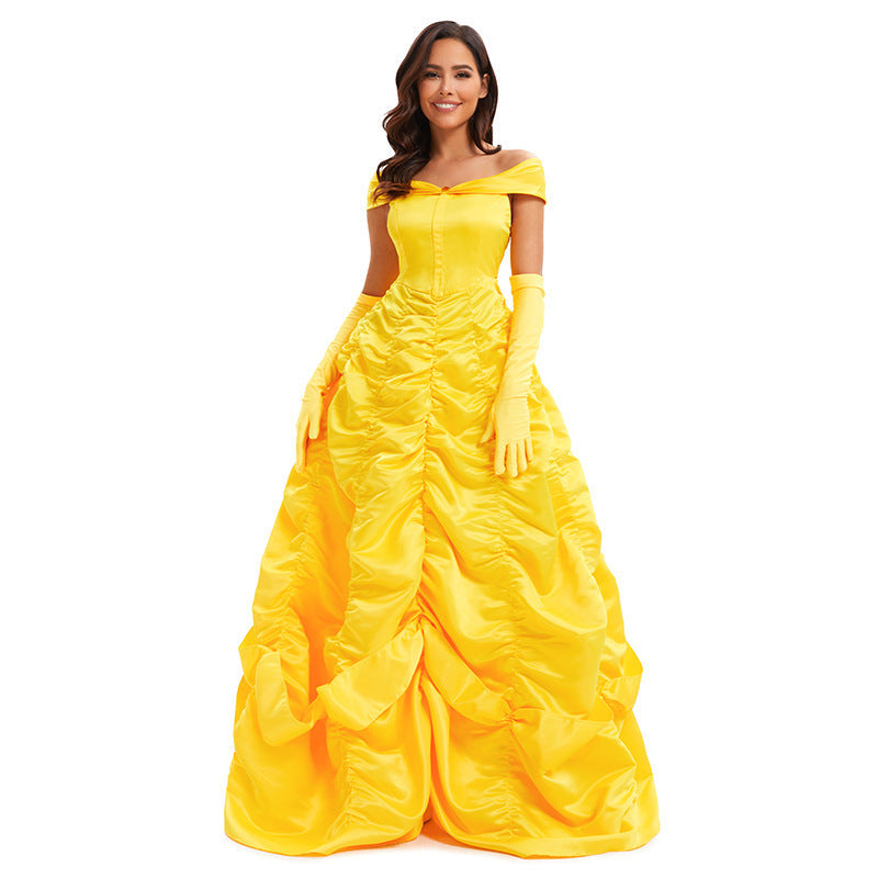 Beauty and the Beast Belle Princess Dress Cosplay Yellow Belle Costume for Women eprolo