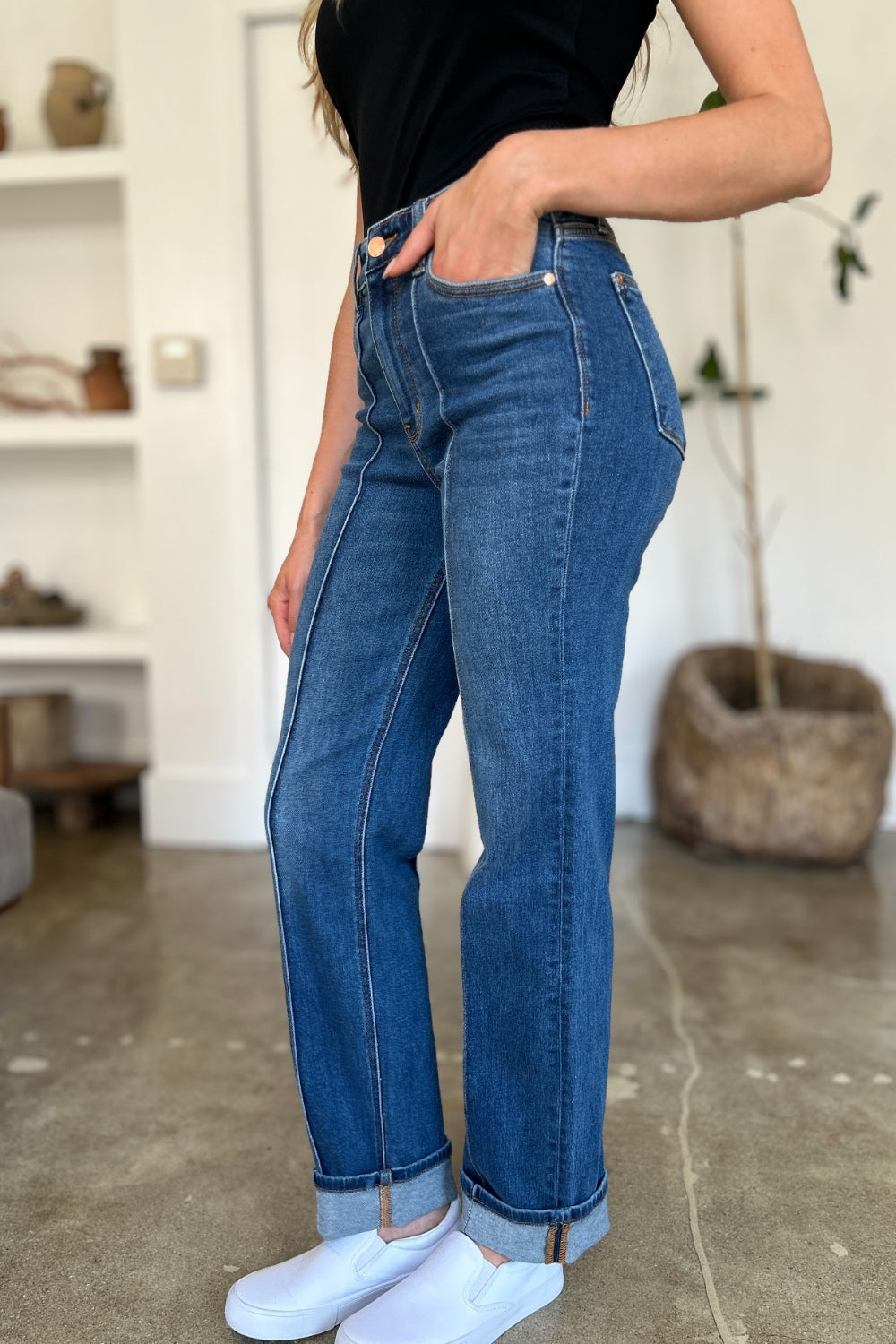 Judy Blue High Waist Front Seam Straight Jeans - Whispering Desires Shoppe