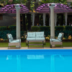 Patio Furniture, Outdoor Furniture, Seasonal PE Wicker Furniture, Four Set Wicker Furniture With Black Metal Table eprolo