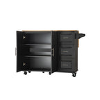 Kitchen Island & Kitchen Cart Mobile Kitehcn Island with Extensible Rubber Wood Table Top eprolo
