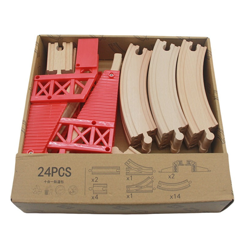 Wooden Train Track Set Toy Early Educational Railway Tracks Accessories Montessori Traffic Wooden Toys for Kids eprolo