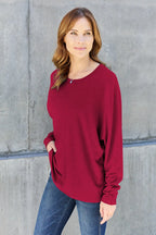 Double Take Full-Size Long Sleeve Round Neck Tee - Whispering Desires Shoppe