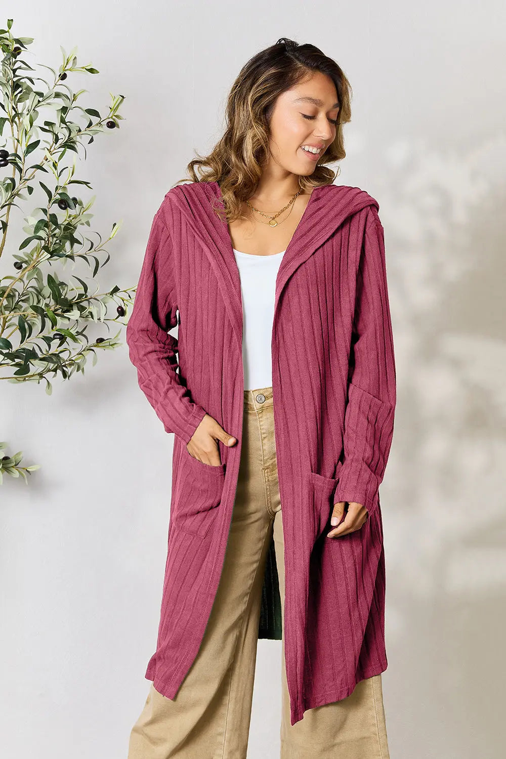 Basic Bae Pocketed Longline Hooded Cardigan - Whispering Desires Shoppe