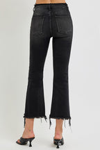 RISEN Full Size Raw Hem Cropped Flare Jeans Plus Size - Whispering Desires Shoppe