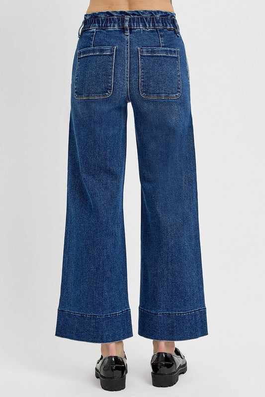 RISEN Elastic Band Wide Leg Jeans - Whispering Desires Shoppe