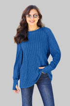 Basic Bae Ribbed Round-Neck Long-Sleeve Knit Top - Whispering Desires Shoppe