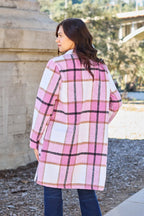 Double Take Full-Size Plaid Lapel Coat - Whispering Desires Shoppe