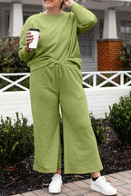 Double Take Full Size Textured Long Sleeve Top and Drawstring Pants Set - Whispering Desires Shoppe