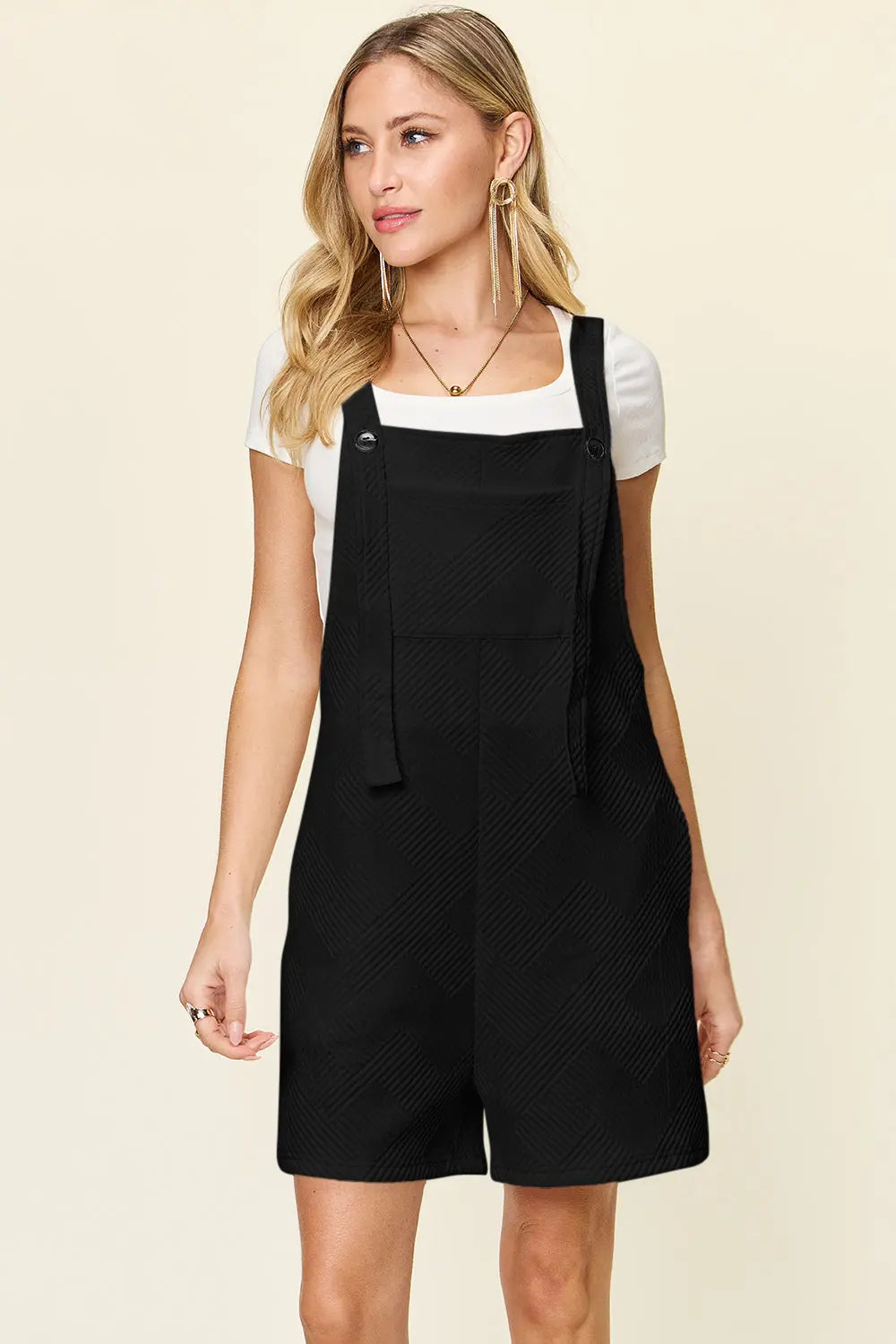Double Take Textured Sleeveless Romper - Whispering Desires Shoppe