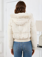 Pocketed Long Sleeve Cropped Hooded Winter Coat - Whispering Desires Shoppe