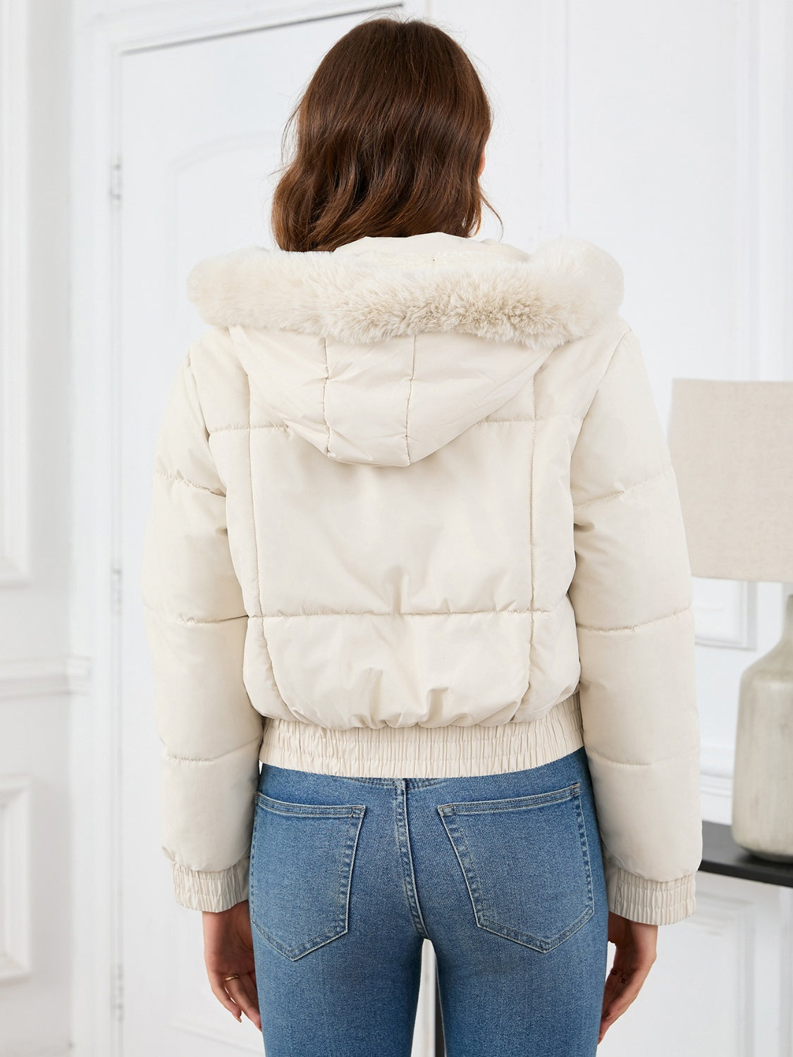 Pocketed Long Sleeve Cropped Hooded Winter Coat - Whispering Desires Shoppe