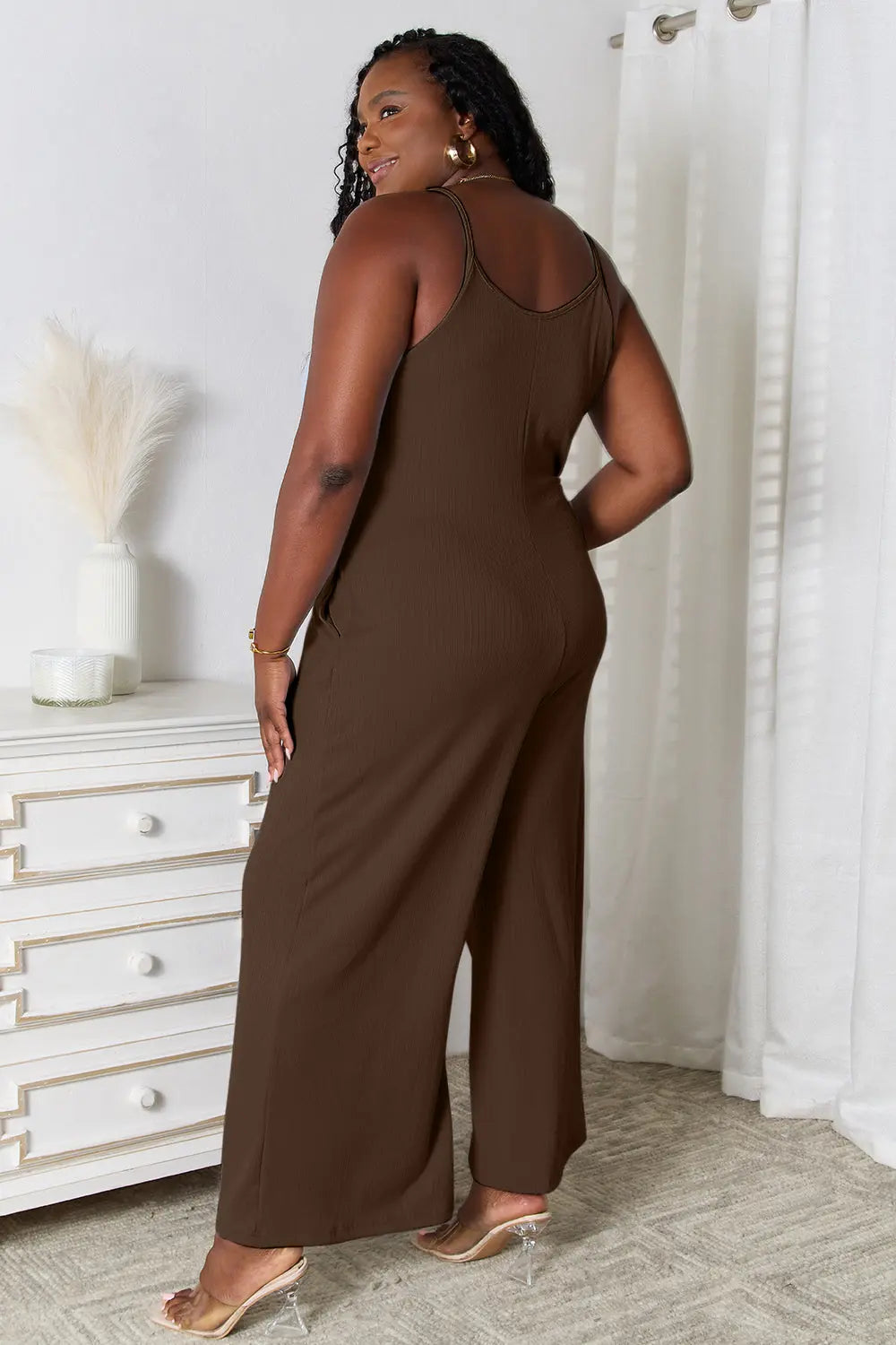 Basic Bae V-Neck Spaghetti Strap Jumpsuit - Whispering Desires Shoppe