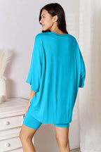 Basic Bae Soft Rayon 3/4 Sleeve Top & Shorts Set - Whispering Desires Shoppe