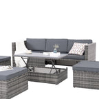Patio Furniture, Outdoor Furniture, Seasonal PE Wicker Furniture,5 Set Wicker Furniture With Plywood Coffee Table eprolo
