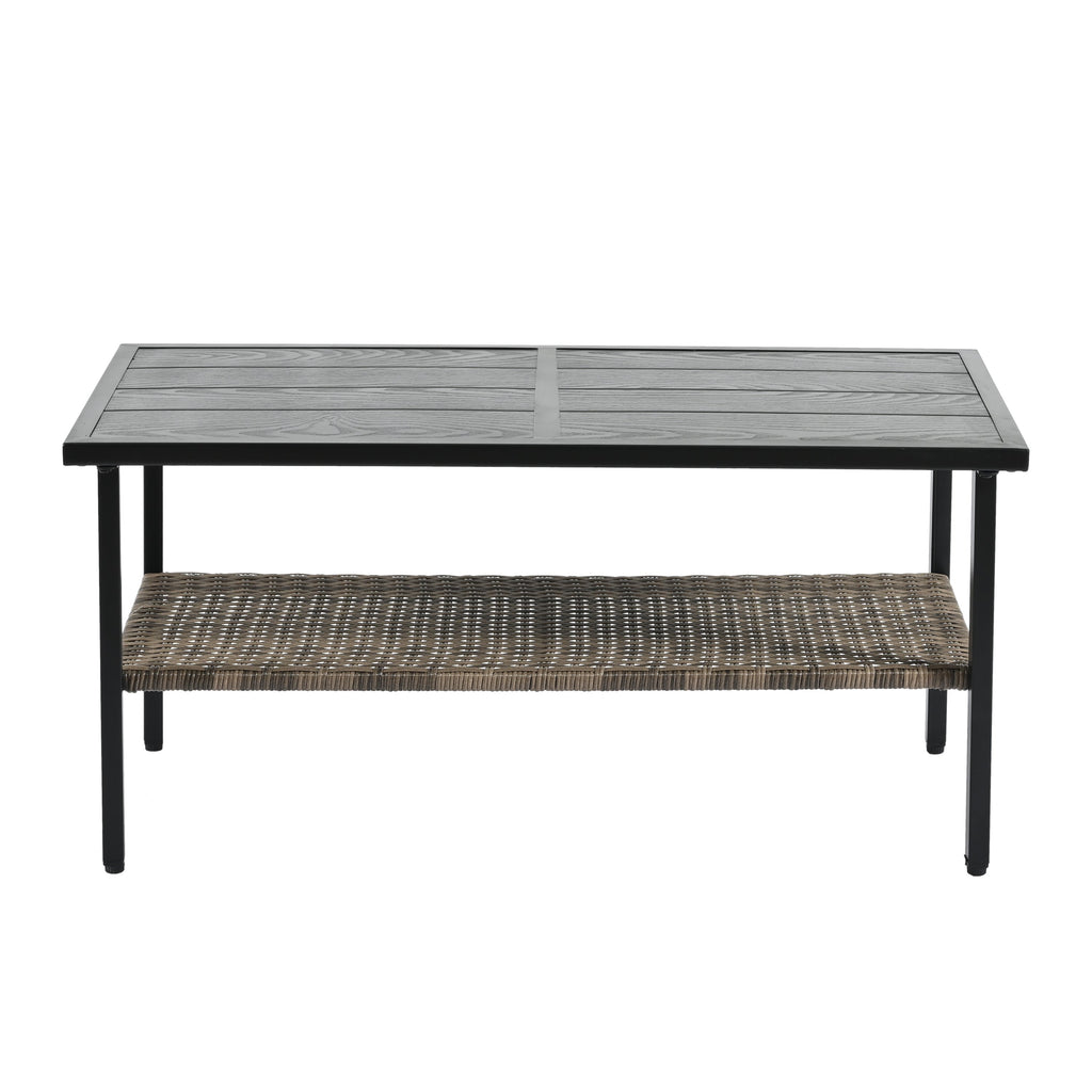 Patio Furniture, Outdoor Furniture, Seasonal PE Wicker Furniture, Four Set Wicker Furniture With Black Metal Table eprolo
