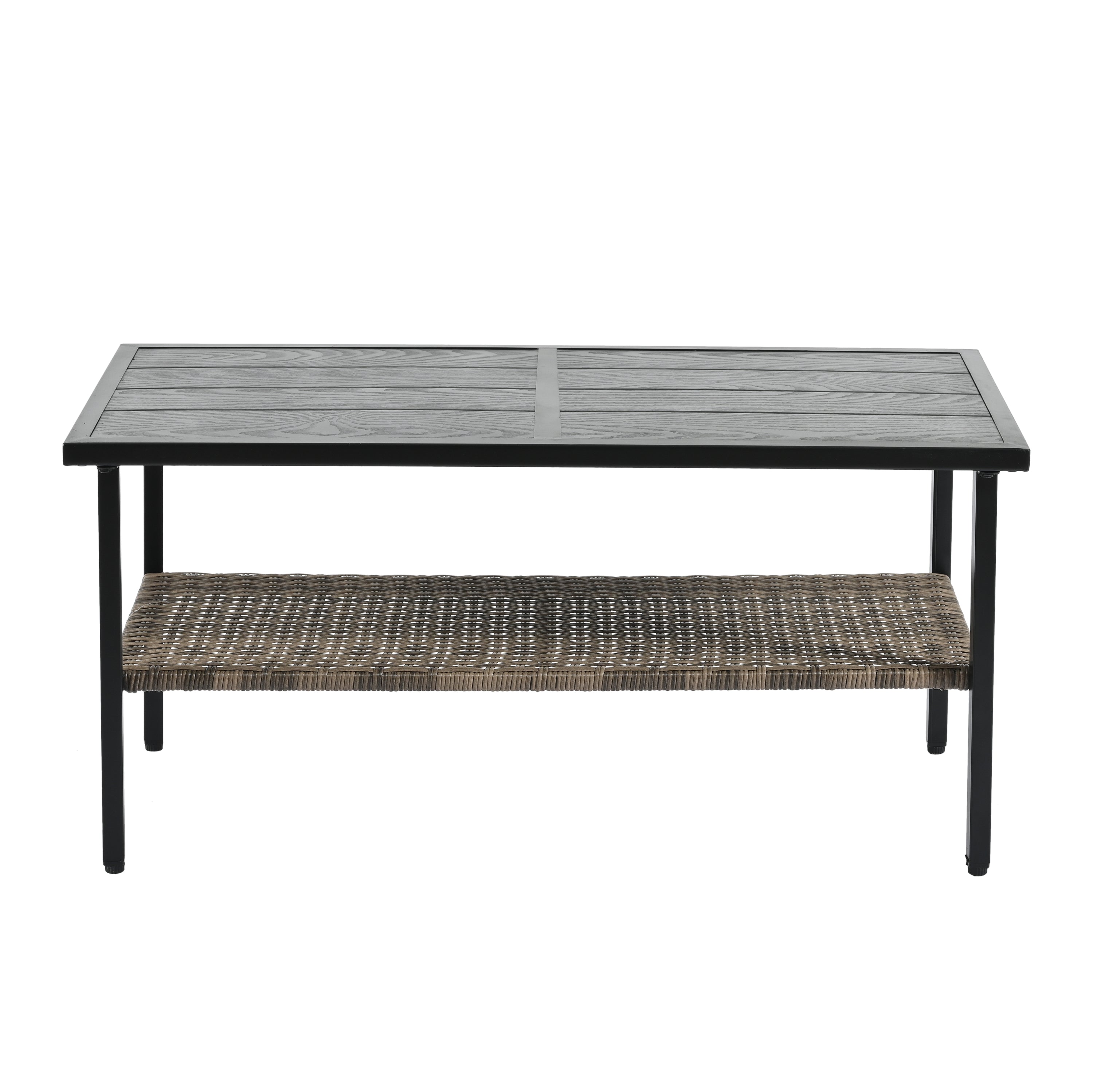 Patio Furniture, Outdoor Furniture, Seasonal PE Wicker Furniture, Four Set Wicker Furniture With Black Metal Table eprolo