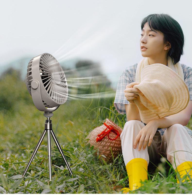 New Multi-Function Tripod Outdoor Camping Lighting Fan Intelligent Remote Control Timing Can Hang Small Fans eprolo