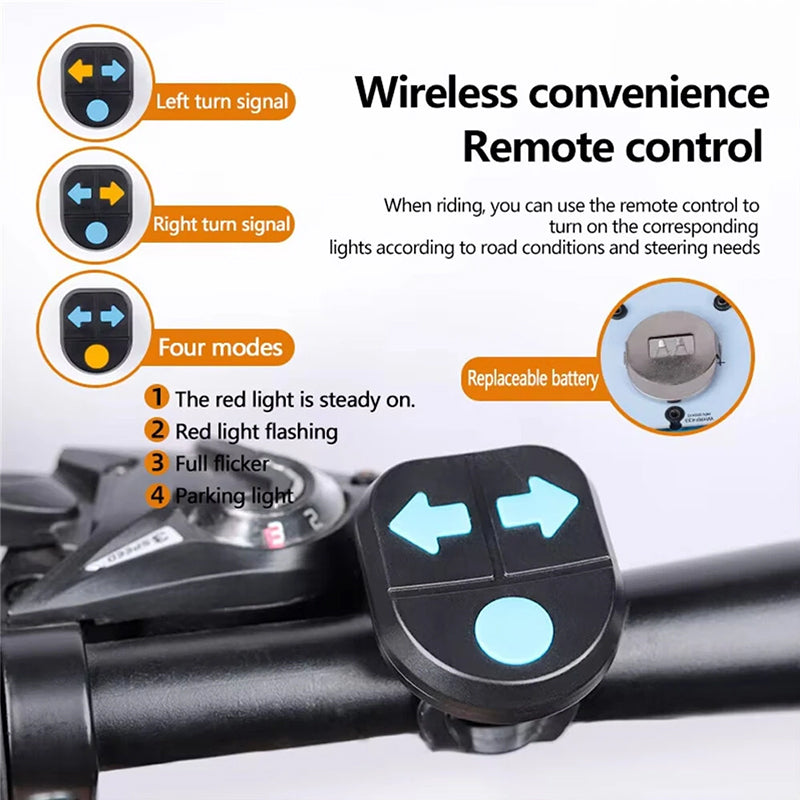 Wireless Remote Bike Tail Light with Turn Signal & Horn, USB-C Rechargeable Safety Warning Light eprolo