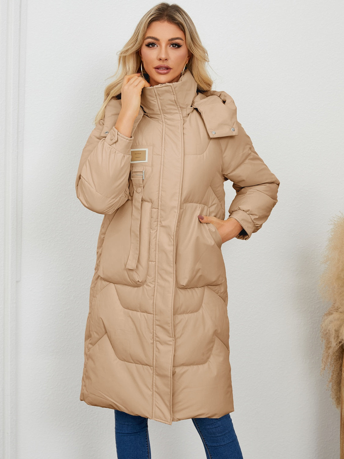 Long Sleeve Longline Hooded Winter Coat - Whispering Desires Shoppe