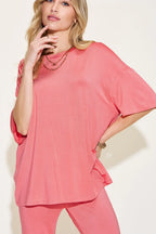 Basic Bae Full Size Bamboo Drop Shoulder T-Shirt and Flare Pants Set - Whispering Desires Shoppe