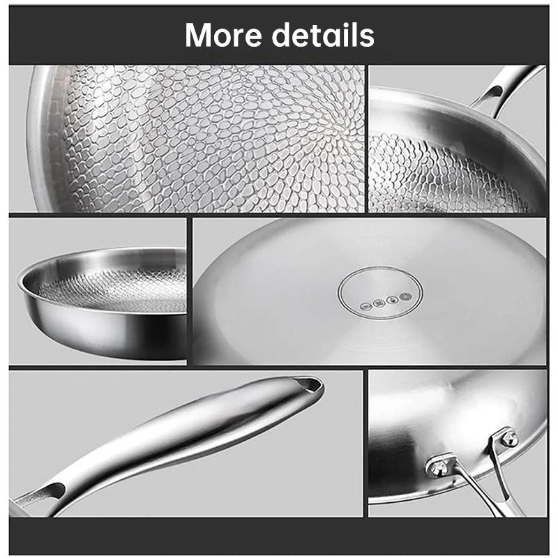 30cm Pure Titanium Nonstick Frying Pan - Coating-Free Patterned Meat Pan, Home Cooking Kitchen Utensil eprolo