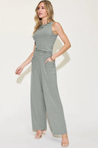 Ribbed Tank & Wide-Leg Pants Two-Piece Set - Whispering Desires Shoppe