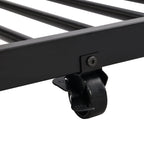 Twin bunk bed frame with trailer, metal bunk bed with sturdy guardrail and side ladder, can be divided into two beds, black eprolo