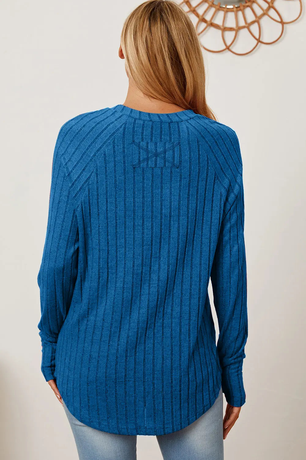 Basic Bae Ribbed Thumbhole Long-Sleeve Tee - Whispering Desires Shoppe
