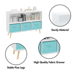 Kids bookcase with Collapsible Fabric Drawers Children's Book Display Toy Storage Cabinet Organizer White/Blue eprolo