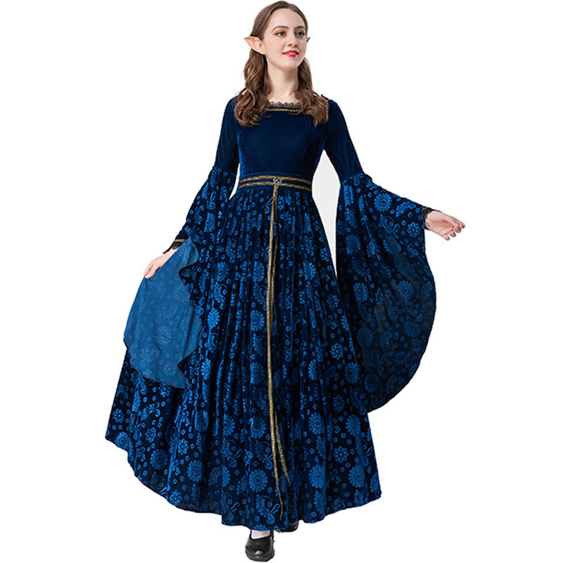 S-XL HalloweenMedieval Vintage Court Dress Cosplay Witch Stage Performance Costume eprolo