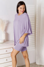 Basic Bae Soft Rayon 3/4 Sleeve Top & Shorts Set - Whispering Desires Shoppe