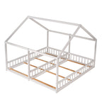 Twin Size House Platform Beds Two Shared Beds  White eprolo
