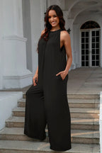 Double Take Tie-Back Sleeveless Wide-Leg Jumpsuit - Whispering Desires Shoppe