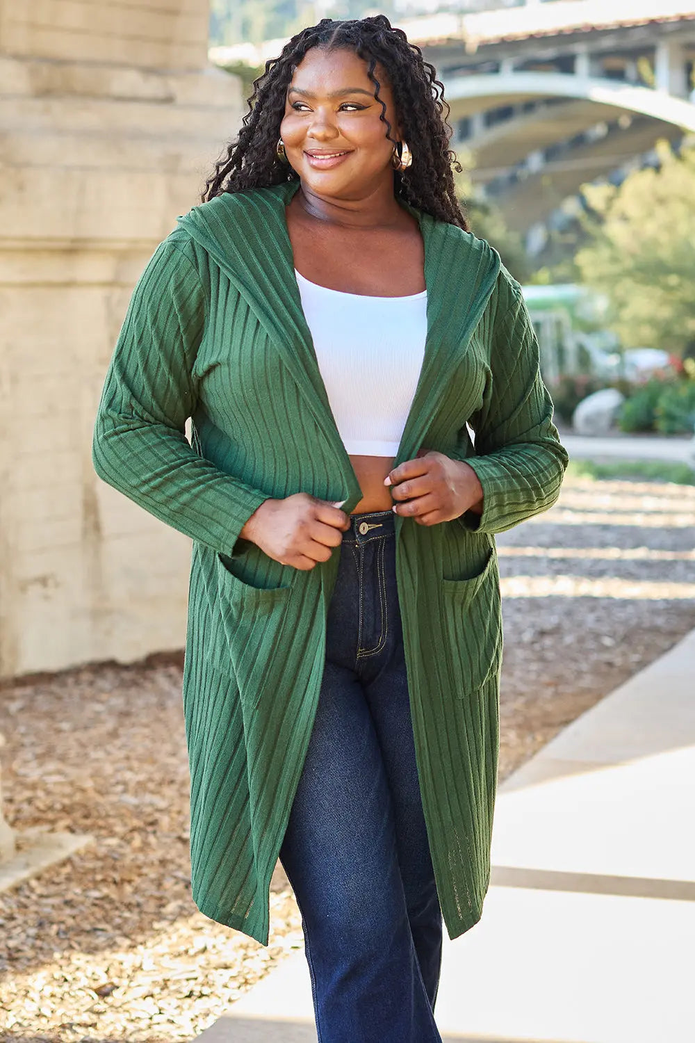 Basic Bae Pocketed Longline Hooded Cardigan - Whispering Desires Shoppe