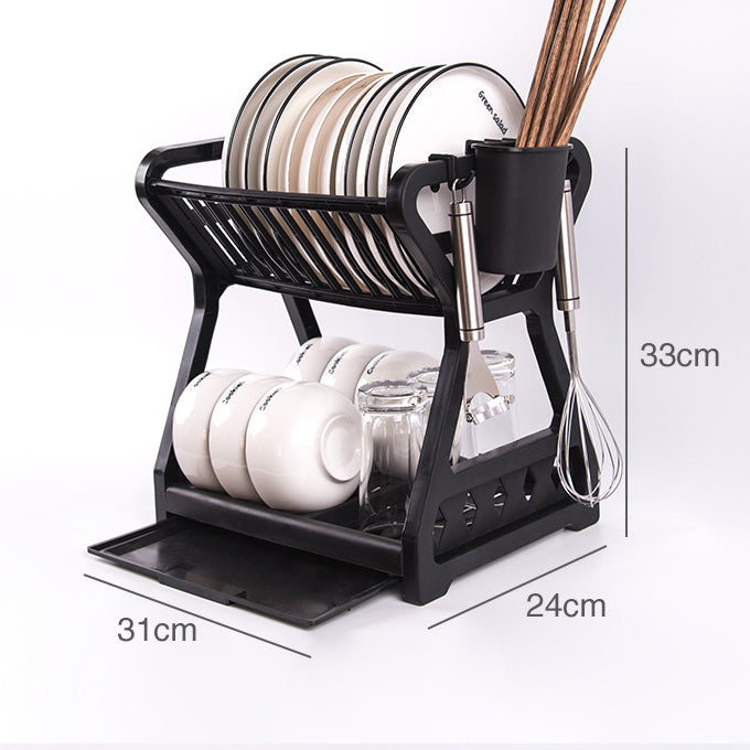 Dish Rack Kitchen Storage Dish Rack Multi Functional Drain Rack Popular Household Double-Layer Kitchen Storage Rack Water Filtering Rack eprolo