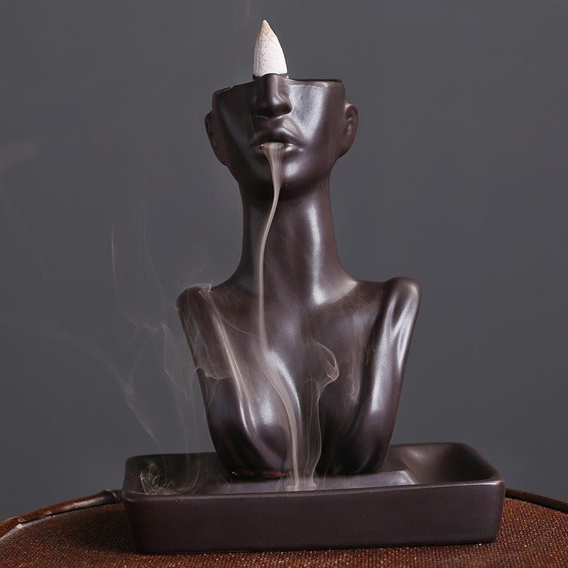 Ceramic Beauty Statue Backflow Incense Burner Creative Beauty Sandalwood Cigarette Backflow Incense Burner Home Decoration eprolo