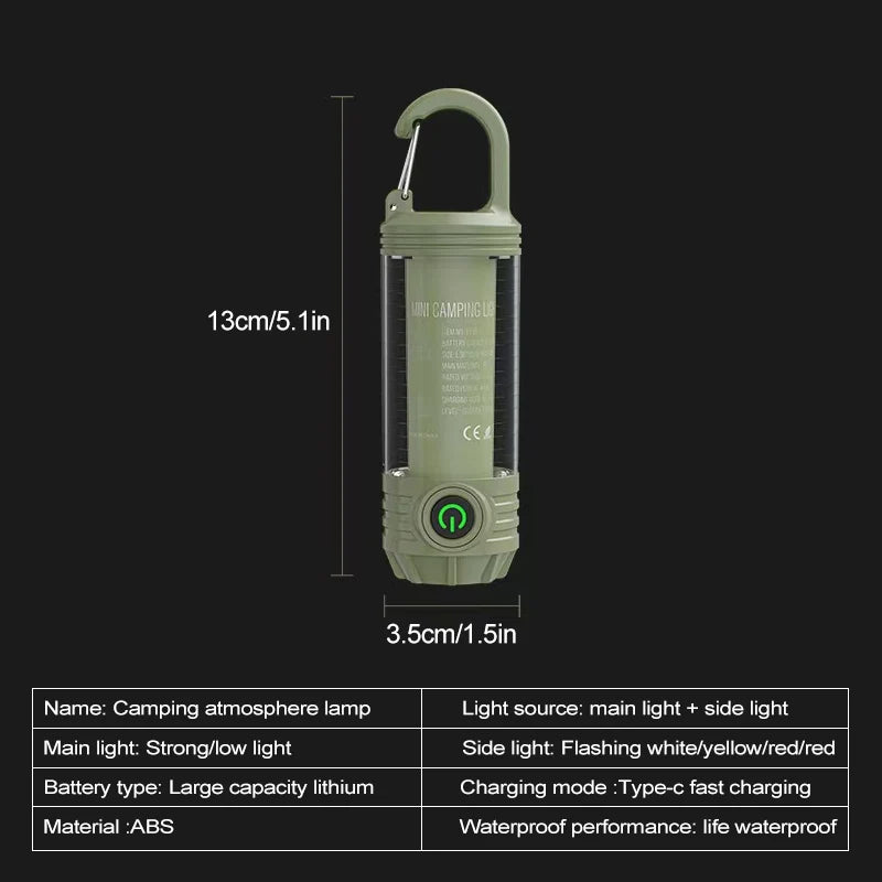 Multi functional outdoor camping light, portable strong light flashlight, rechargeable mini retro camping atmosphere light eprolo