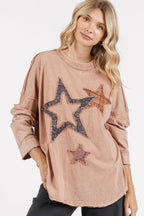 Mittoshop Mineral Wash Star Patch Long Sleeve T-Shirt - Whispering Desires Shoppe