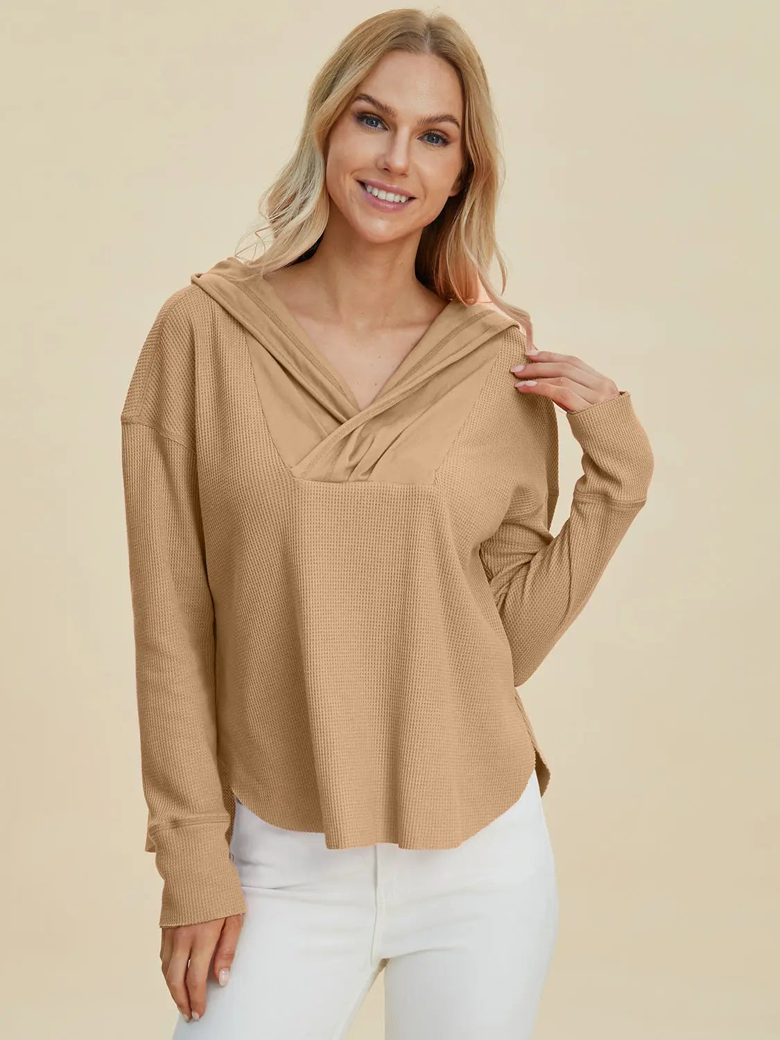 Double Take High-Low Dropped-Shoulder Hoodie - Whispering Desires Shoppe