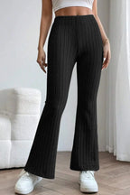 Basic Bae Ribbed High-Waist Flare Pants - Whispering Desires Shoppe