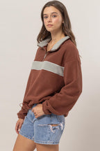 HYFVE Fleece Color Block Half Zip Sweatshirt - Whispering Desires Shoppe