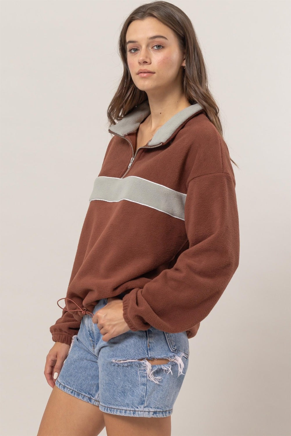 HYFVE Fleece Color Block Half Zip Sweatshirt - Whispering Desires Shoppe