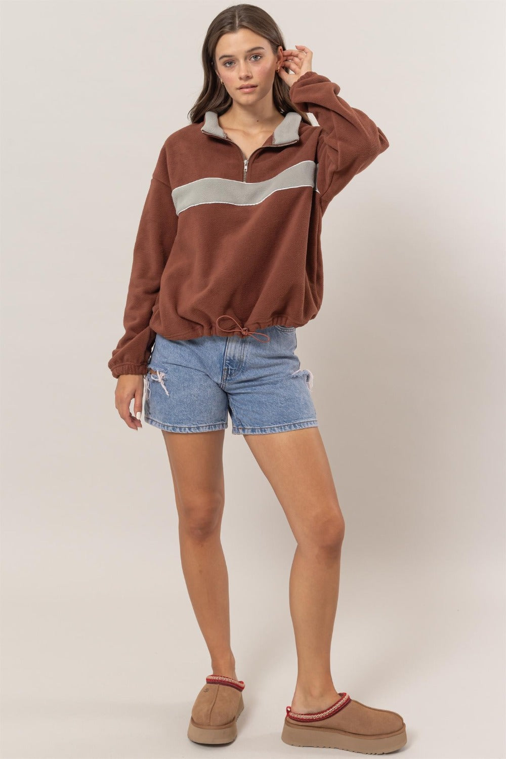 HYFVE Fleece Color Block Half Zip Sweatshirt - Whispering Desires Shoppe