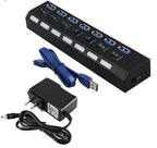 7PORT USB3.0 EXTERNAL HUB HIGH SPEED WITH POWER ADAPTER - Whispering Desires Shoppe